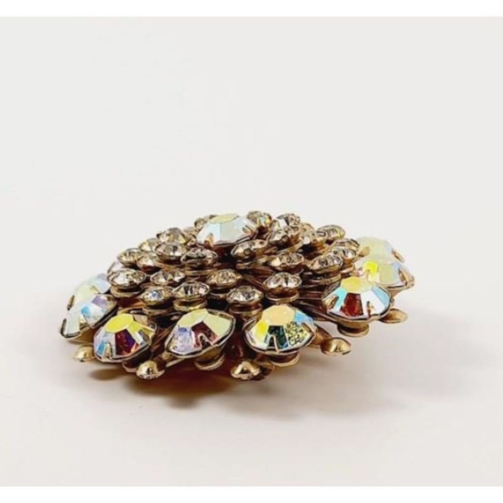 Vintage Mid-Century Rhinestone Brooch & 2 Pairs of Clip-Screw Earrings - Picture 5 of 6